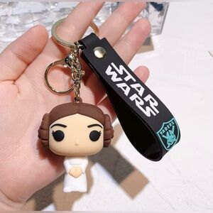 Star Wars Princess Leia Keychain with Black Logo Strap